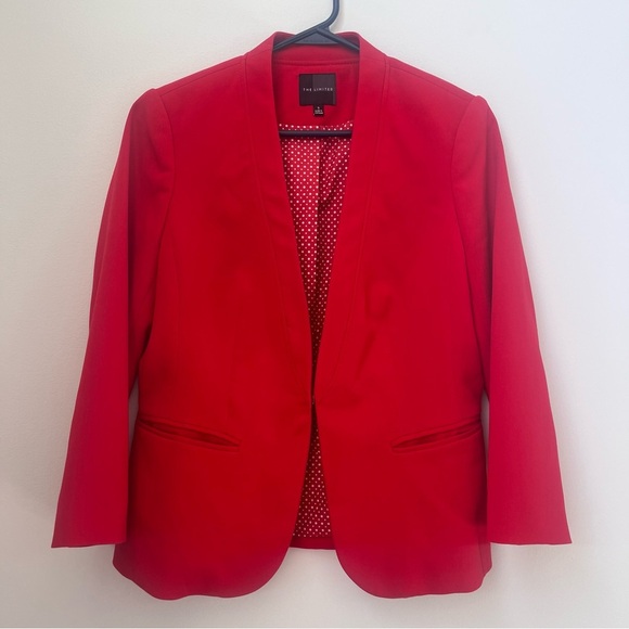 The Limited Polka Dot Lined Red Blazer Size Small - Picture 1 of 10